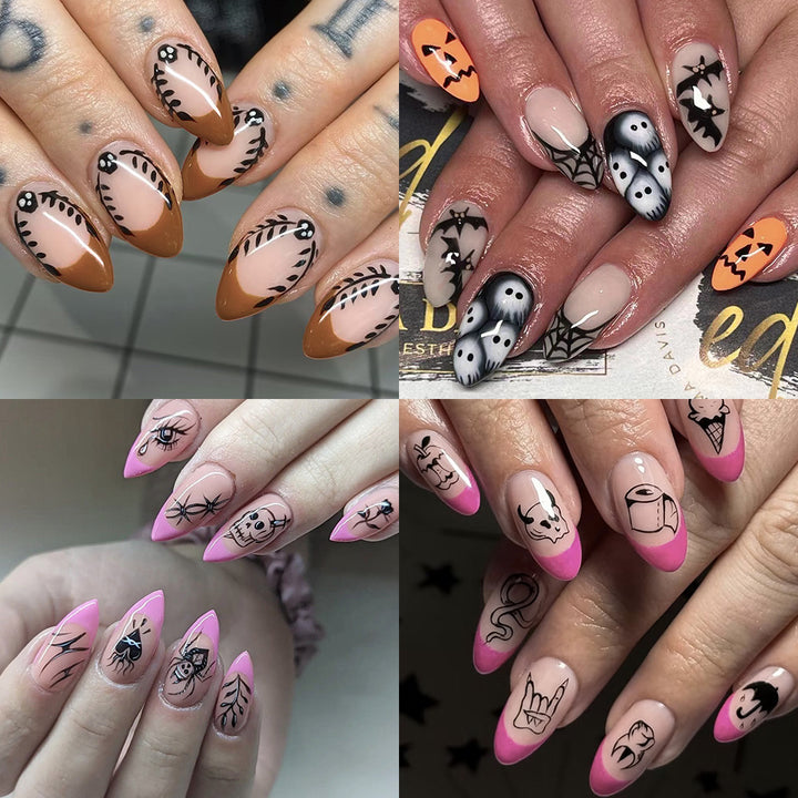 Artistic Halloween-Inspired Press-On Nail Set Stornfield