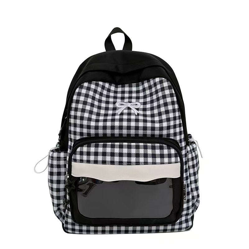 Backpack in Modern Check Pattern with Transparent Viewing Window Stornfield