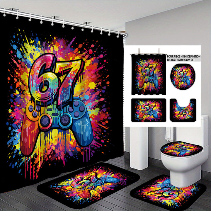 Digital Art-Themed Four-Piece Bathroom Set Stornfield