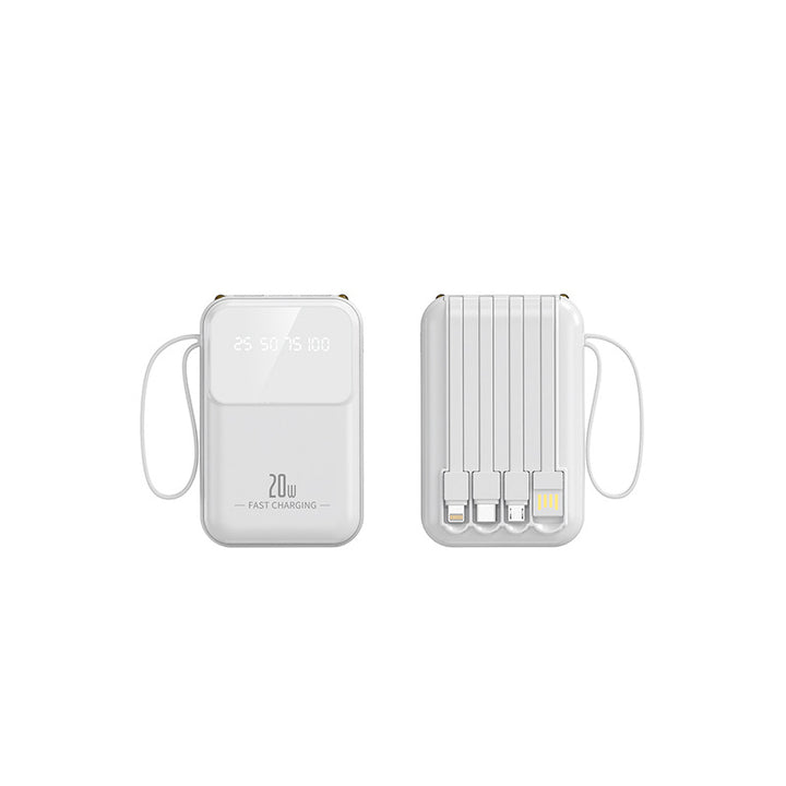 Portable power bank with integrated charging cables and smart charging status display Stornfield