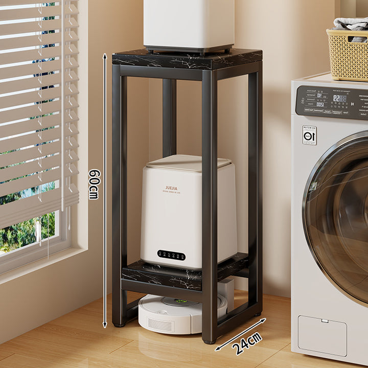 Narrow Two-Tier Metal Appliance Stand with Faux Marble Shelves