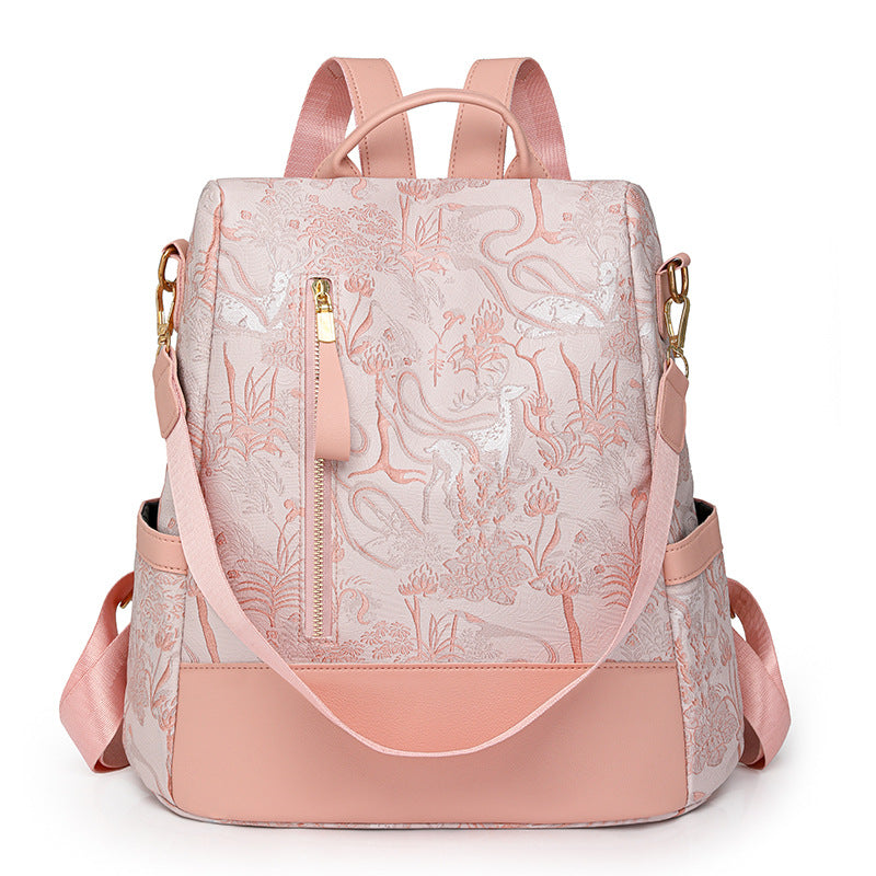 Elegant Floral Embossed Backpack Stornfield