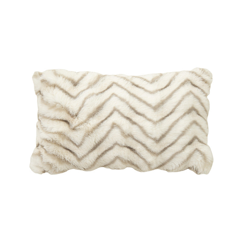 Luxurious faux fur designer pillow with serrated texture
