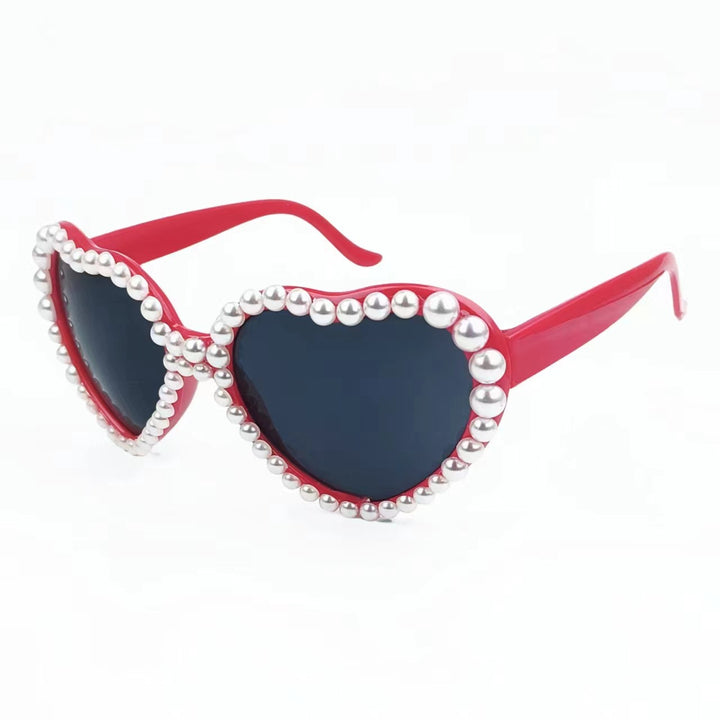 Women's Heart-Shaped Sunglasses with Glitter Stone Trim Stornfield