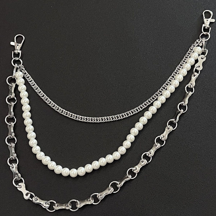 Fashionable chain bracelet with pearls and metal links Stornfield