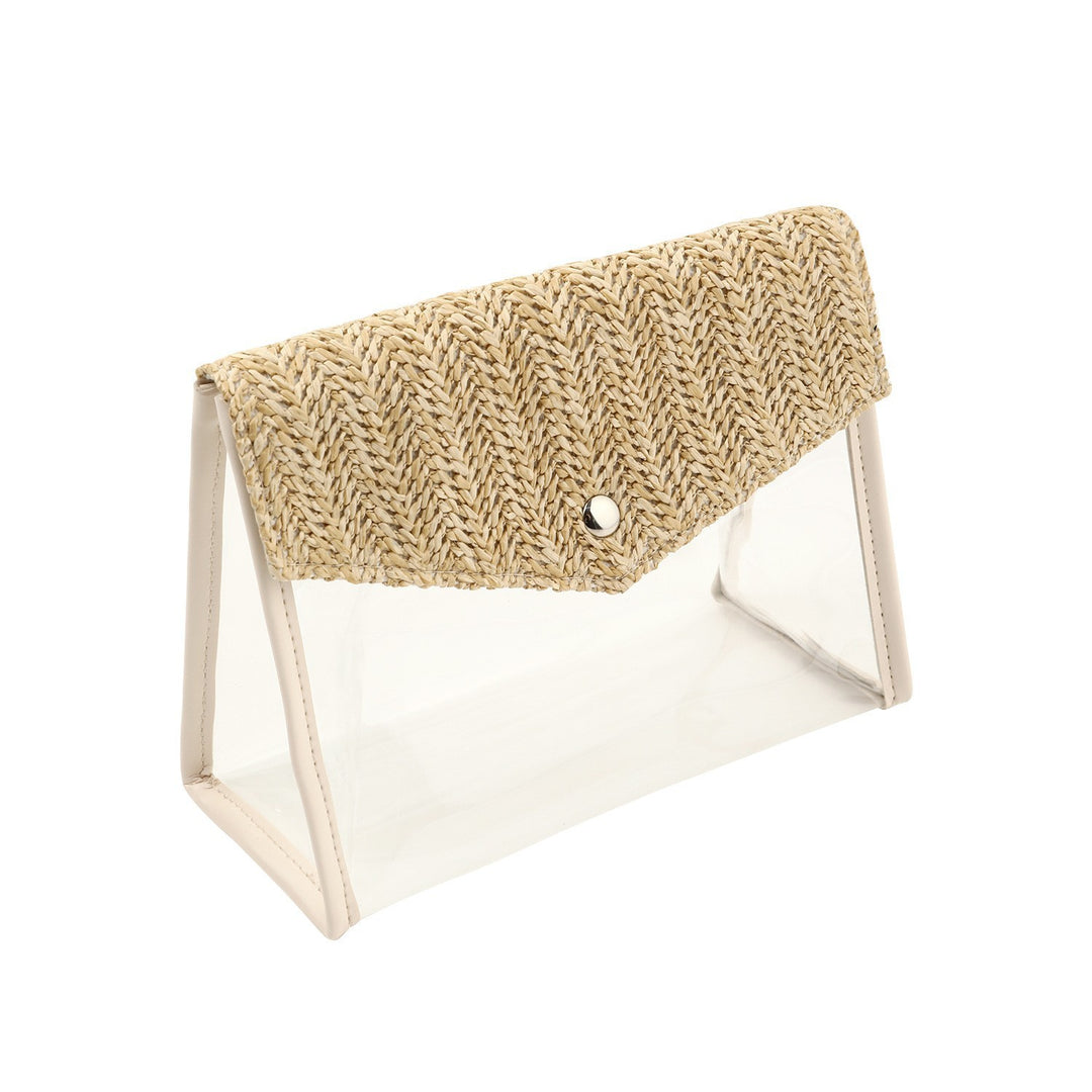 Elegant and Stylish Shoulder Bag Made of Spacious Transparent Material with Woven Lid Stornfield
