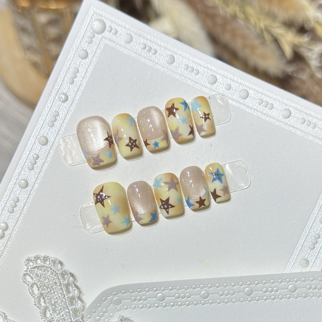 Press-On Nail Art Set with Star Accents Stornfield