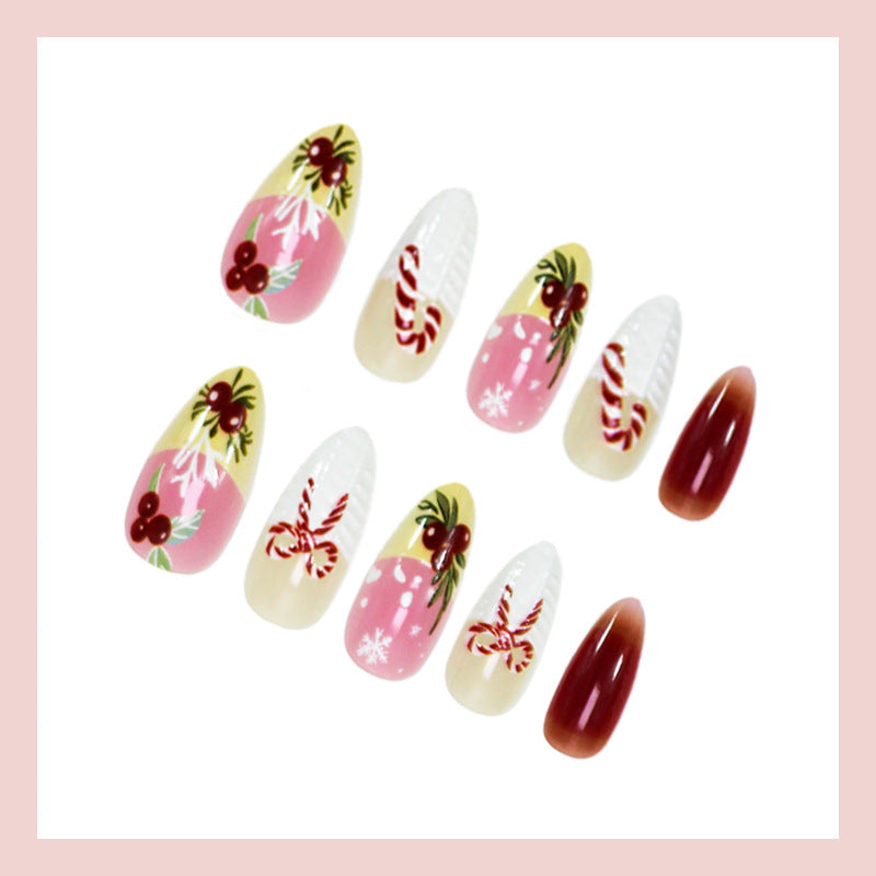 Artificial nail set with winter and festive designs Stornfield