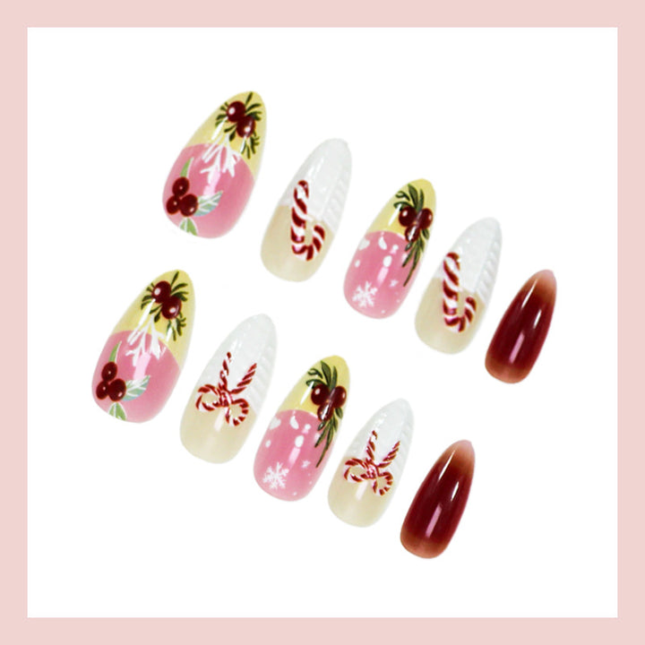 Artificial nail set with winter and festive designs Stornfield