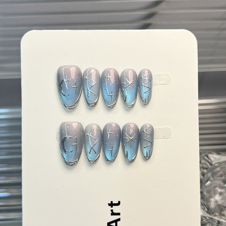 Celestial Themed Press-On Nail Art