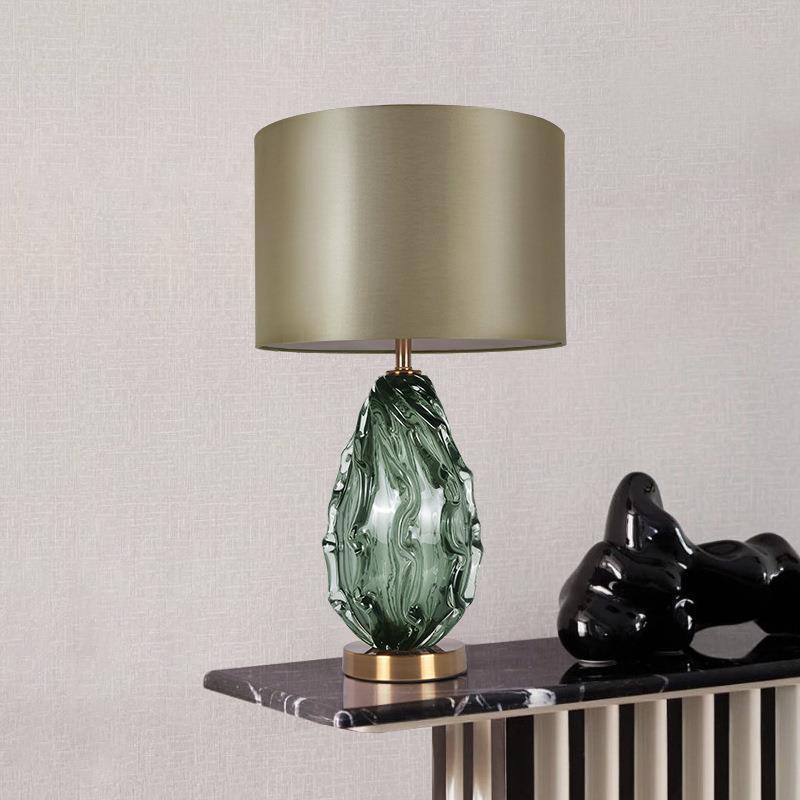 Textured Glass Table Lamp with Elegant Metal Shade