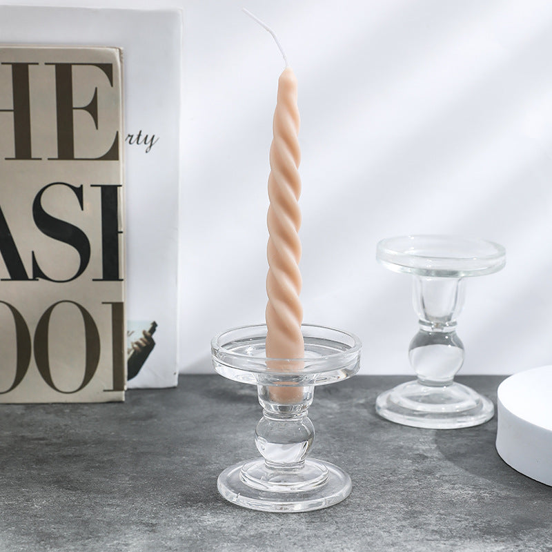 Pressed Glass Pedestal Candle Holder for Taper & Pillar Candles
