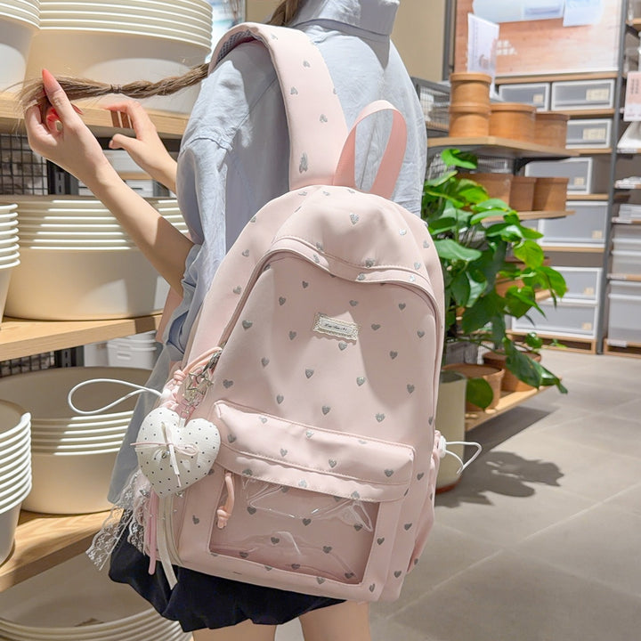 Heart-Print Stylish Backpack Stornfield