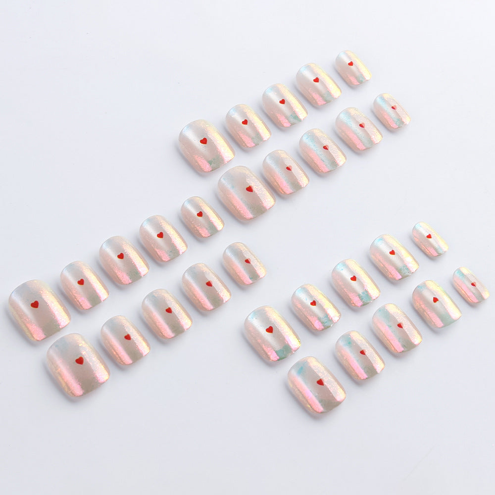 Heart-Embellished Gel Nail Art Stornfield