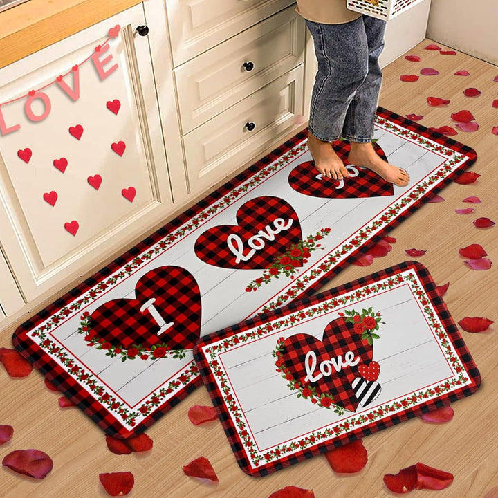 Heart-Themed Kitchen Runner Mat Stornfield