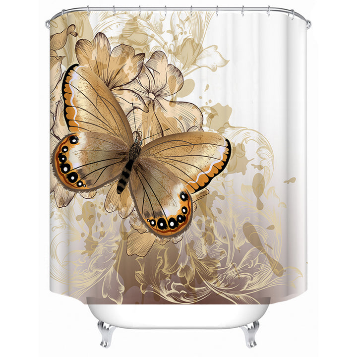 Butterfly-Inspired Floral Shower Curtain Stornfield