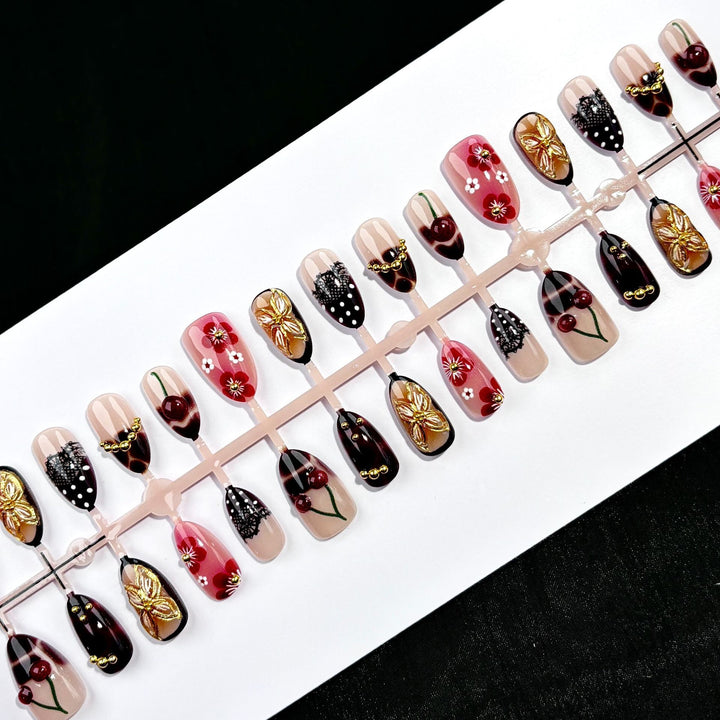 Elegant Floral-Embellished Press-On Nail Collection