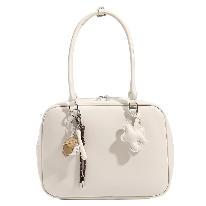 Trendy Handheld Satchel Bag with Decorative Charms