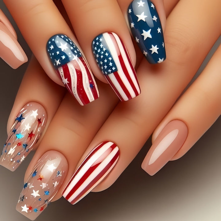 Patriotic design artificial nails Stornfield