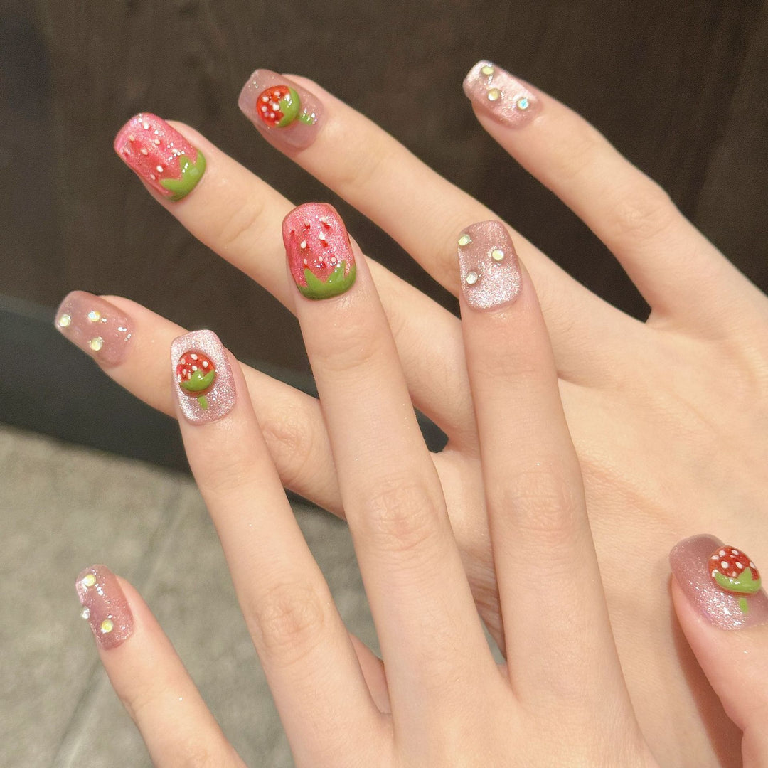 Strawberry-Themed Nail Art Set
