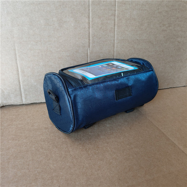 waterproof bicycle handlebar phone bag with touchscreen pocket and zippered cargo Stornfield