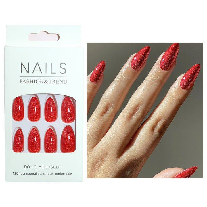 Glossy Glitter Almond-Shaped Press-On Nails Stornfield