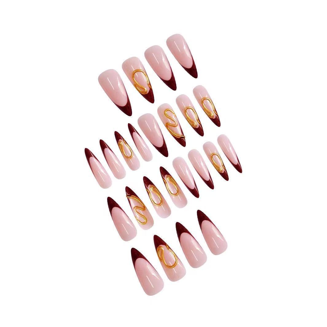 Artistic Stiletto Nail Extensions with Abstract Design Stornfield