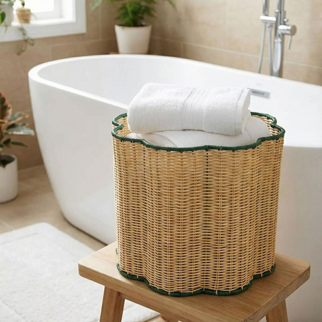 Decorative Scalloped Woven Storage Basket Stornfield