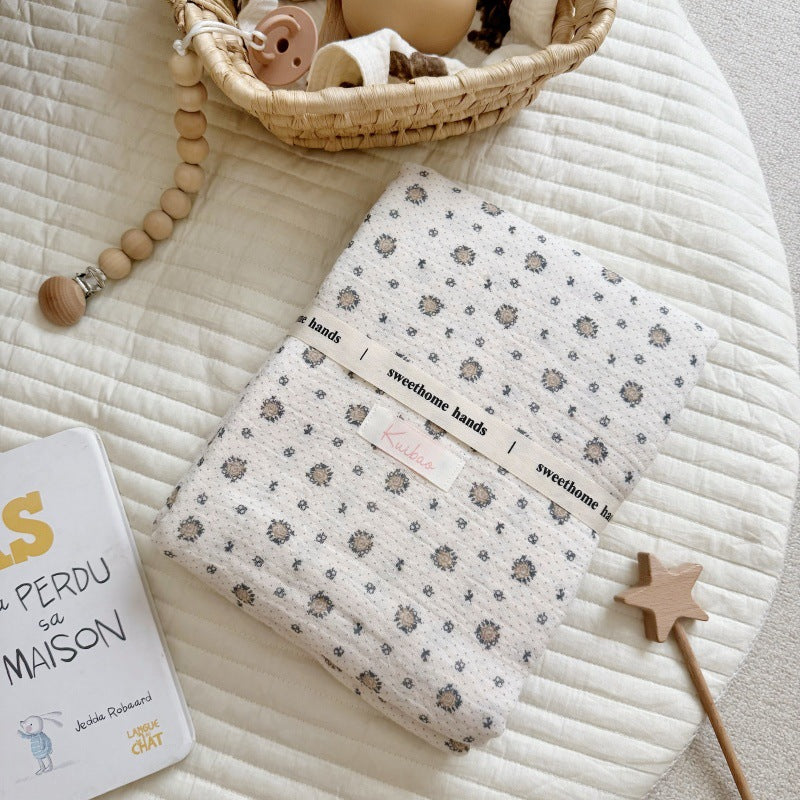 Unisex Muslin Blanket with delicate floral design and elegant ruffles Stornfield