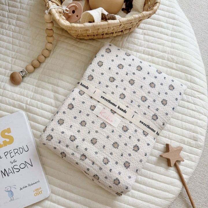 Unisex Muslin Blanket with delicate floral design and elegant ruffles Stornfield