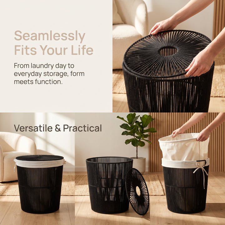 Stylish laundry basket with decorative cover Stornfield