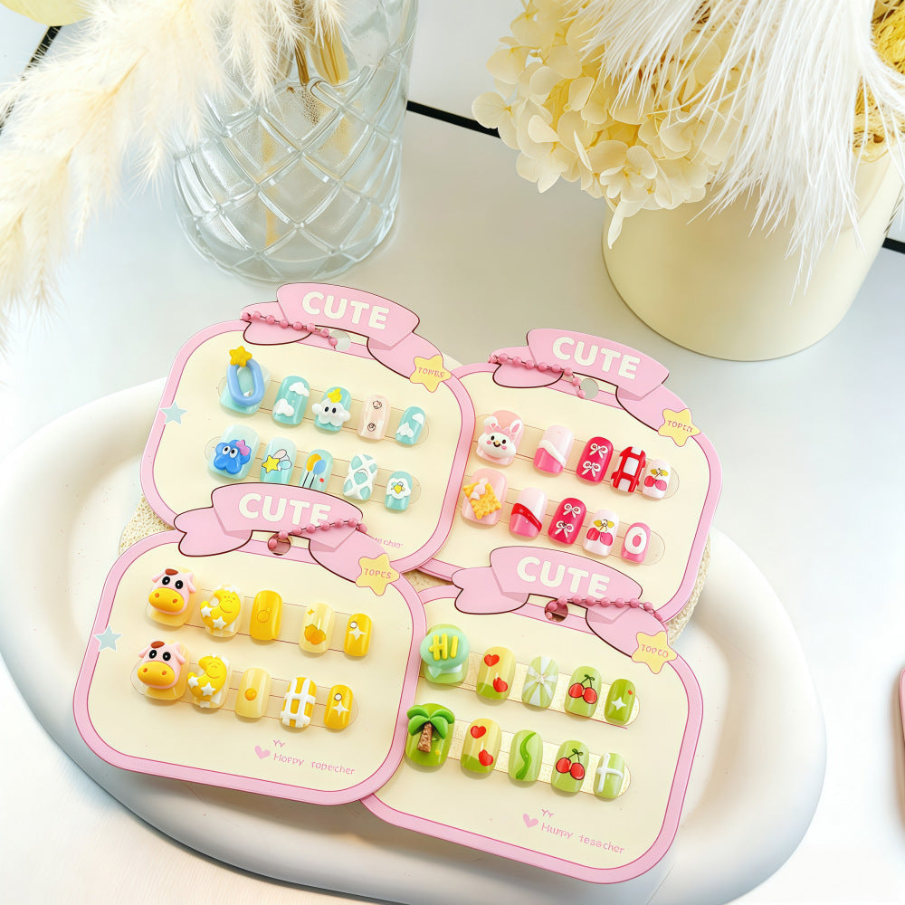 Playful artificial nail set with colorful designs Stornfield