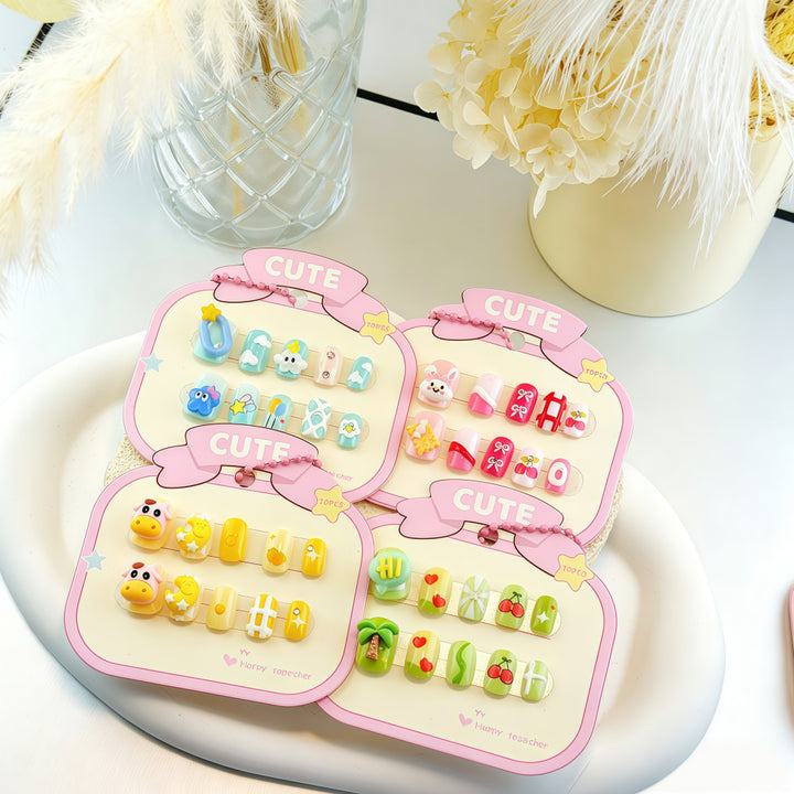 Playful artificial nail set with colorful designs Stornfield