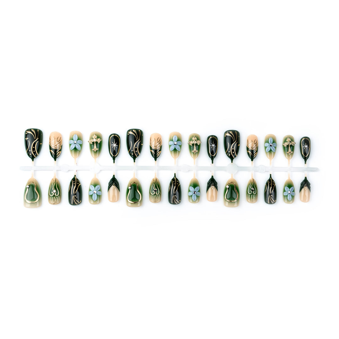 Artistic Floral-Inspired Press-On Nail Art Stornfield