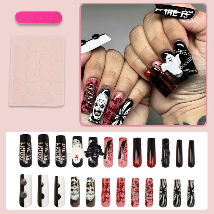 Halloween artificial nail set with creepy motifs and extravagant designs Stornfield