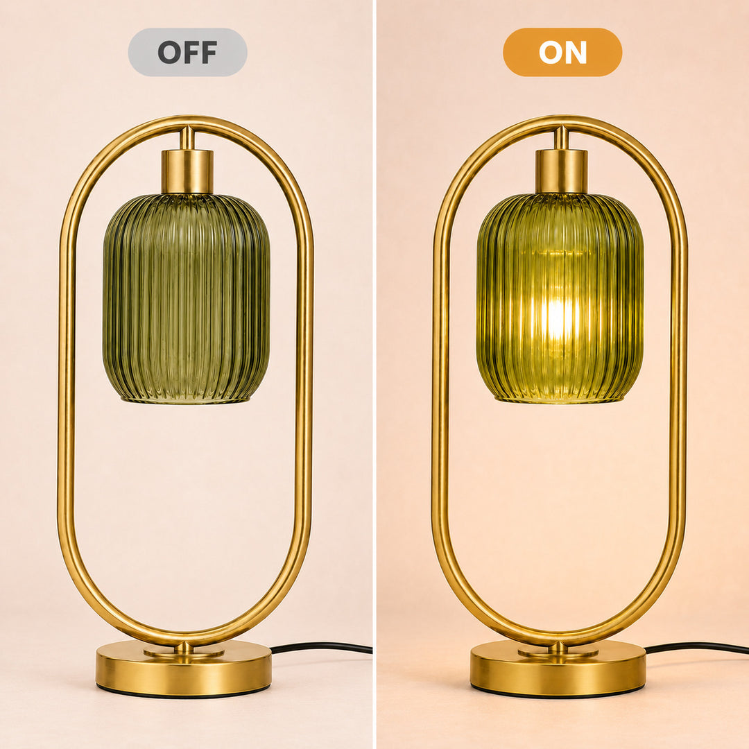 Modern Glass Ribbed Table Lamp