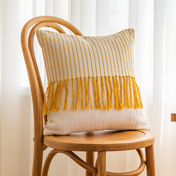 Textured Fringe Accent Pillow