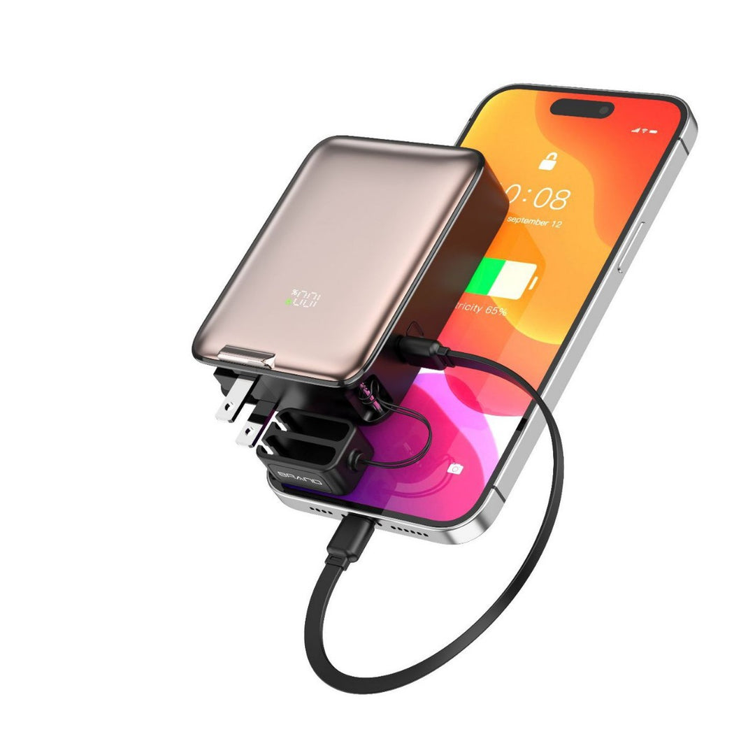 Portable power bank with integrated magnetic charger and smart LED display Stornfield