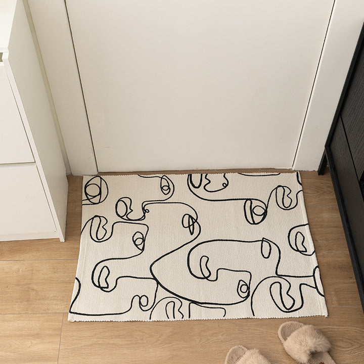 Table mat made of cotton fabric with abstract line art motif
