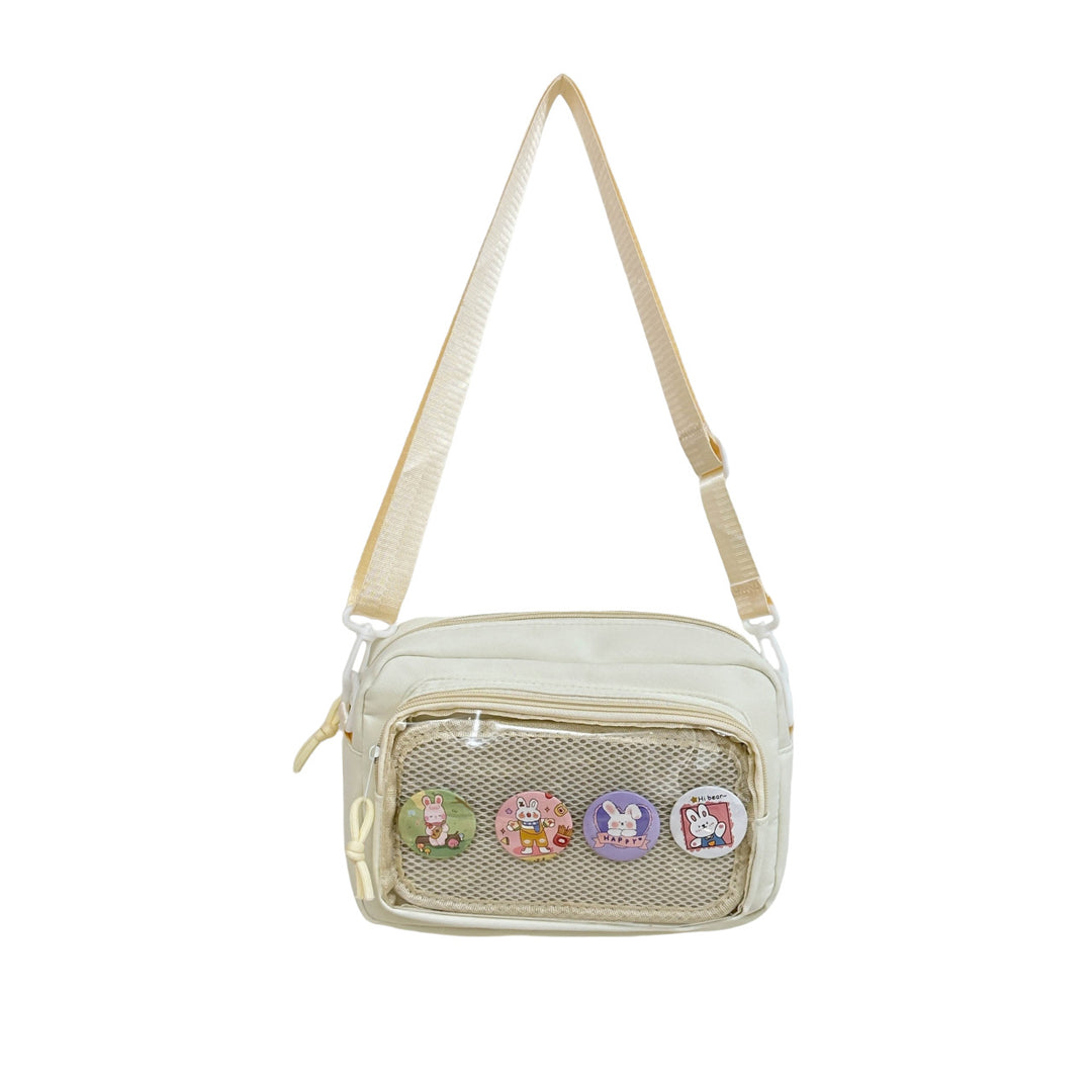 Shoulder bag with transparent viewing pocket and playful graphic design Stornfield