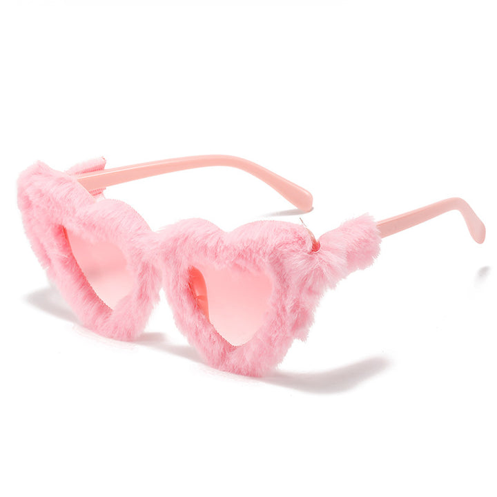 Heart-Shaped Faux Fur Frame Sunglasses Stornfield