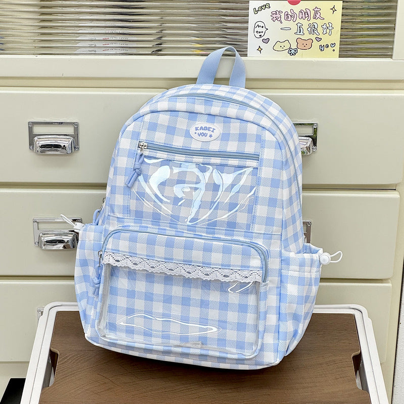 Transparent Front Pocket Checkered Backpack Stornfield