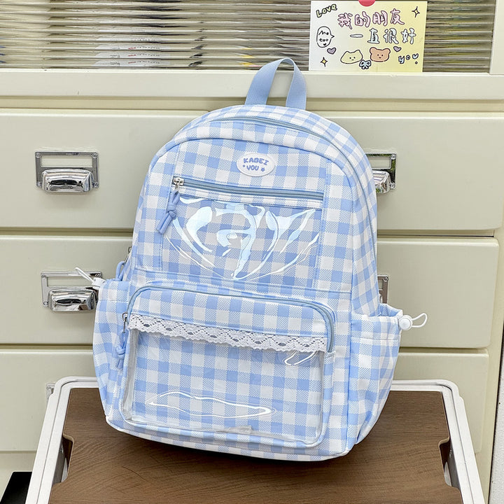 Transparent Front Pocket Checkered Backpack Stornfield