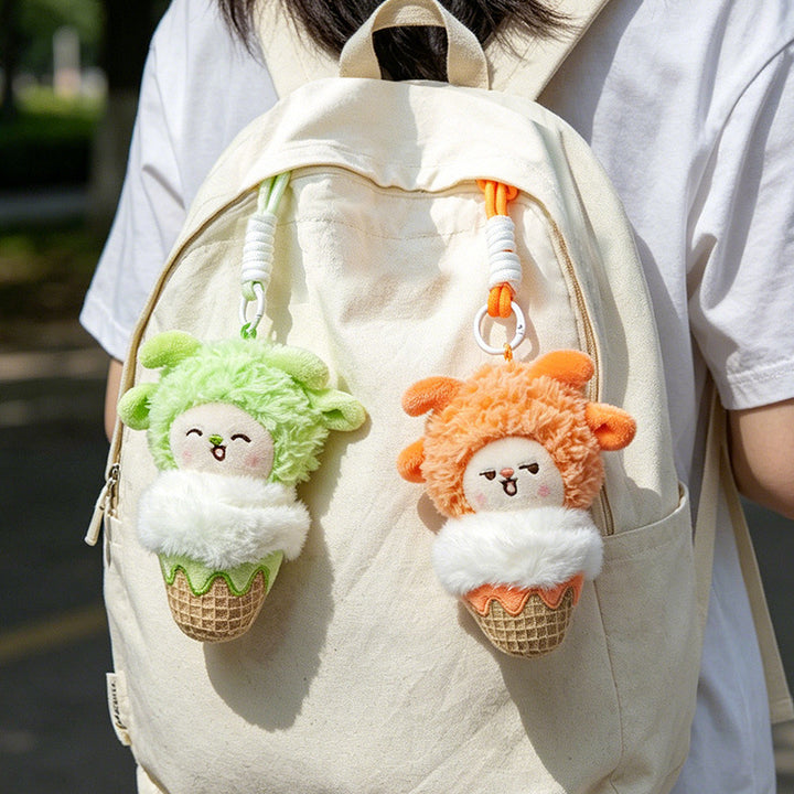 Plush Lion Ice Cream Bag Charm with Knotted Rope Strap Stornfield