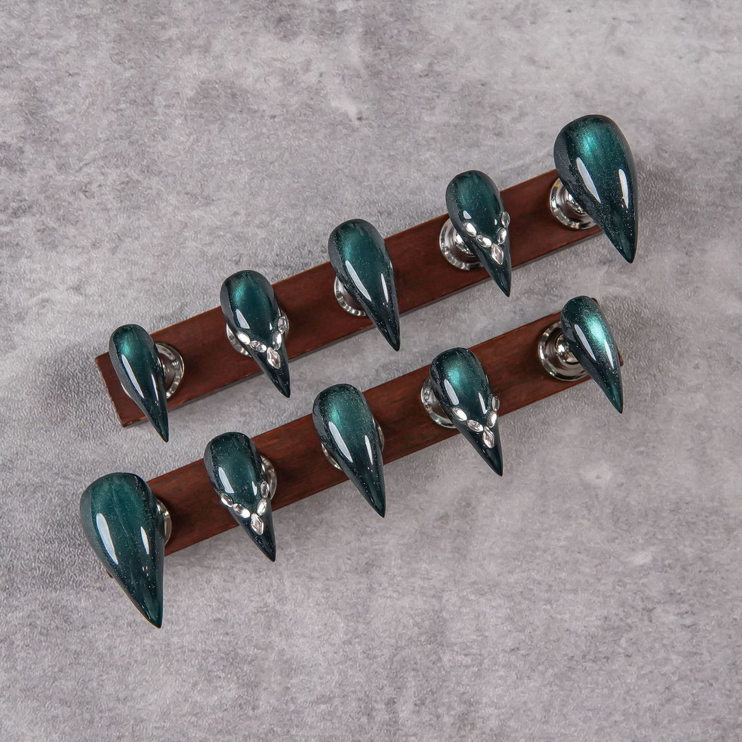 Stylish Stiletto Press-On Nails with Gem Accents