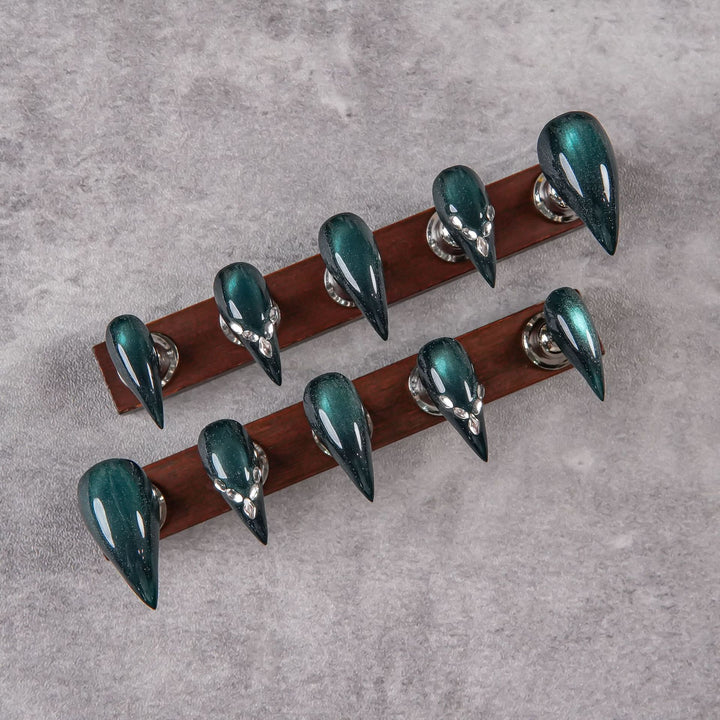 Stylish Stiletto Press-On Nails with Gem Accents