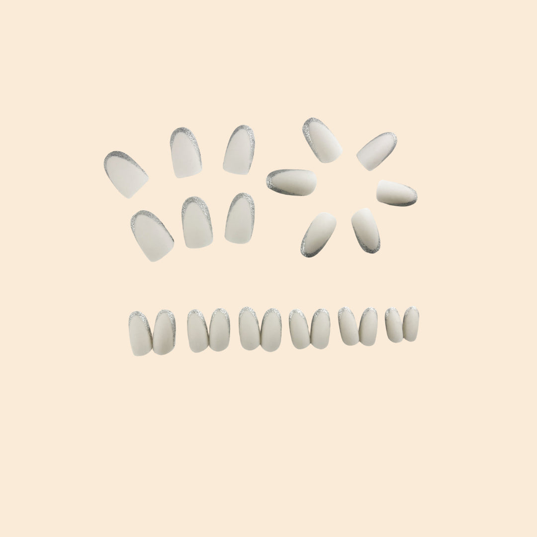 Elegant French Tip Glitter Nail Extensions Stornfield