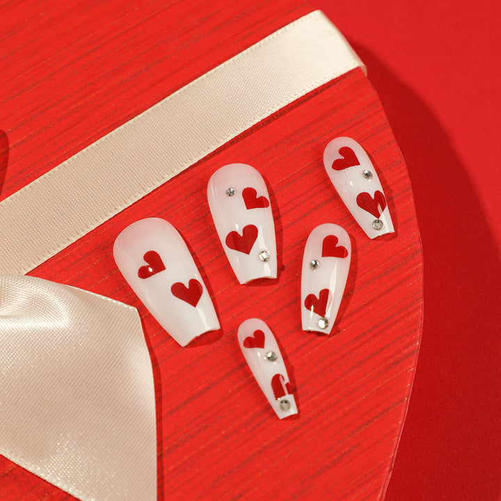 Artful Nail Extensions with Romantic Heart Designs Stornfield