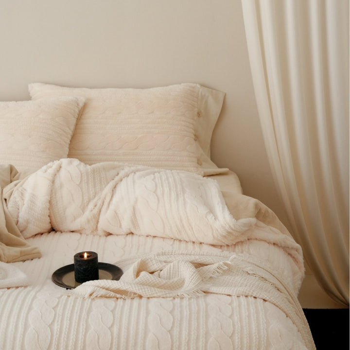 Cable-Knit Textured Duvet Cover and Pillow Shams Set