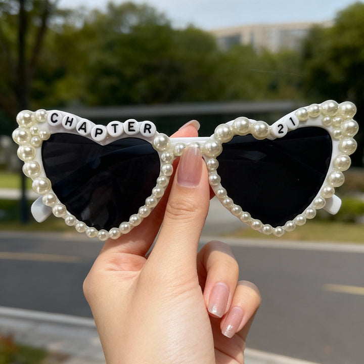 Pearl-Accented Heart-Shaped Sunglasses Stornfield